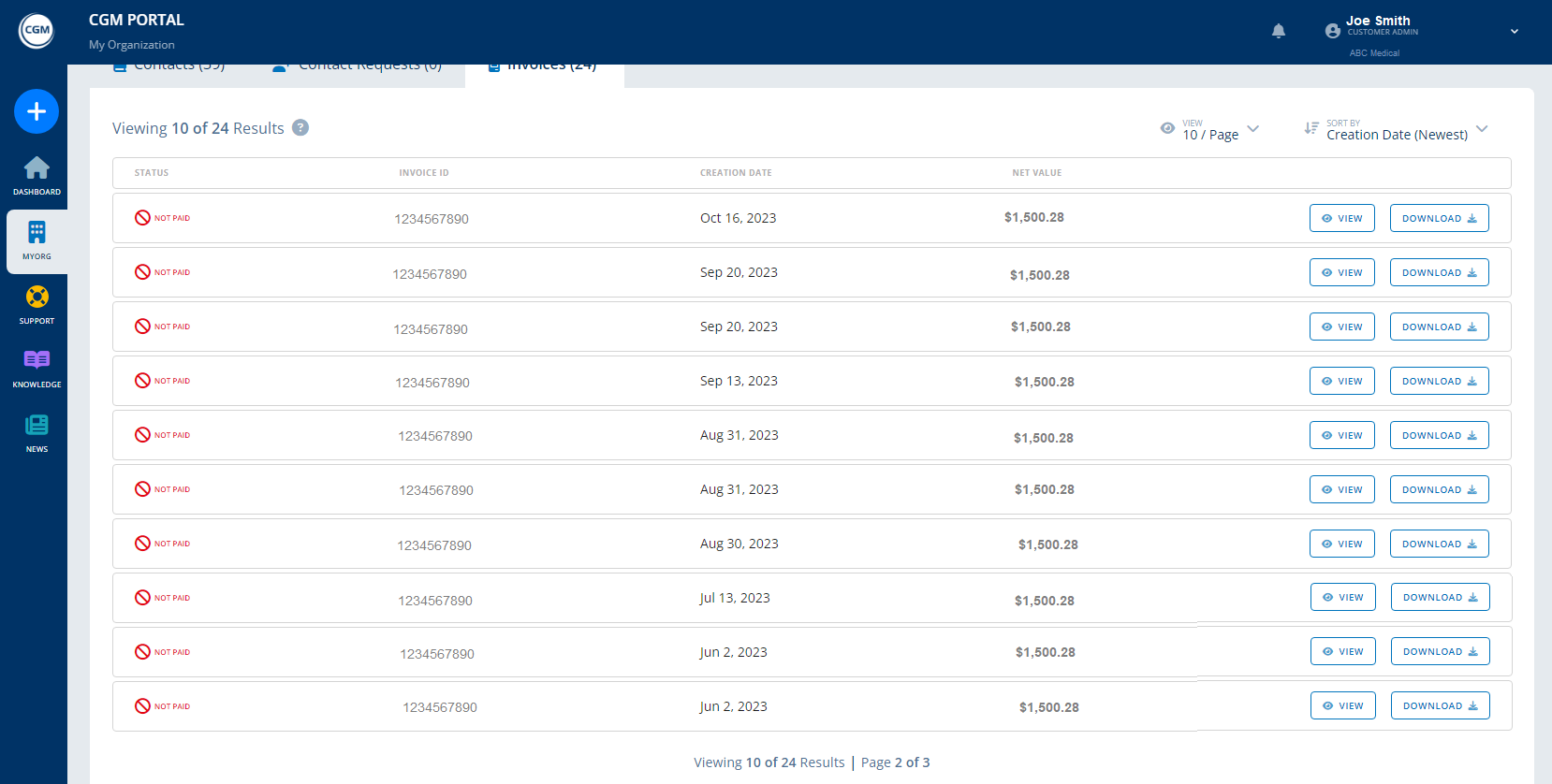 CGM Portal Invoices